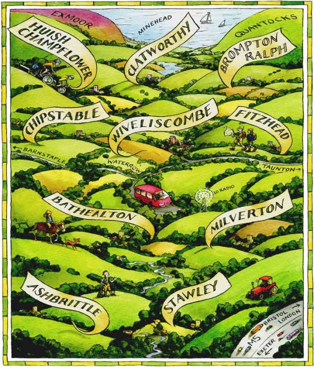Illustration of the Somerset and Devon parishes of the Stone family